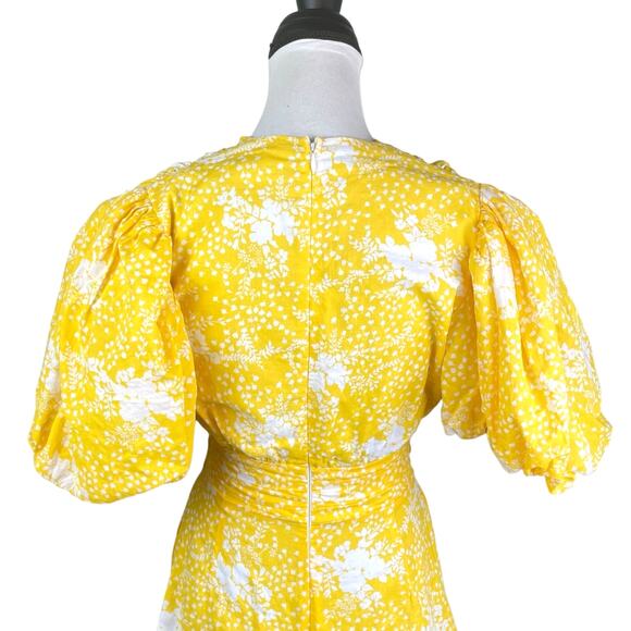 Showpo NWT Ailiza Playsuit Yellow Floral V Neck Puff Sleeve Wide Leg Romper - Picture 10 of 16